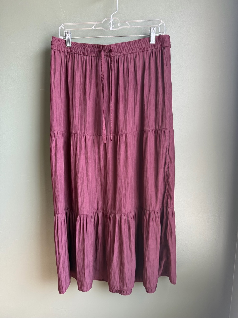 J. Jill Tiered Drawstring Maxi Skirt - Maroon